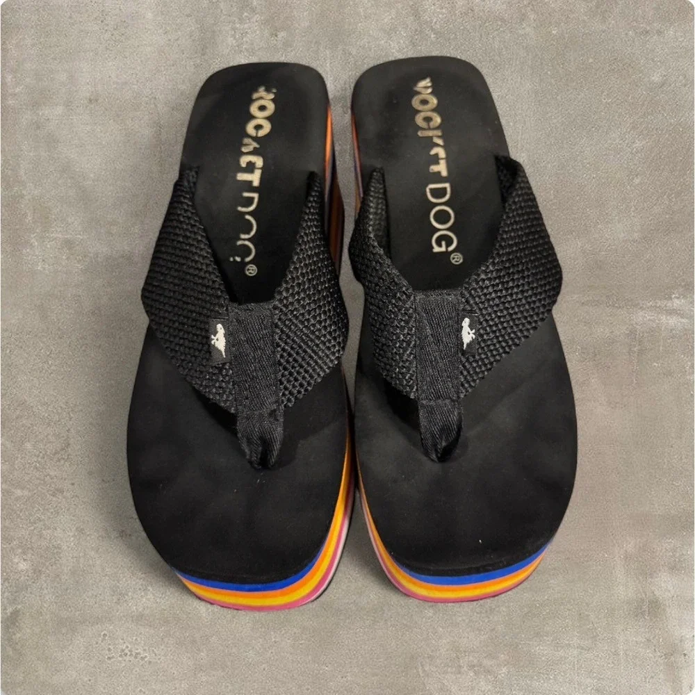 Rocket Dog rainbow platform flip flops size 9 Y2K‎ chunky wedges